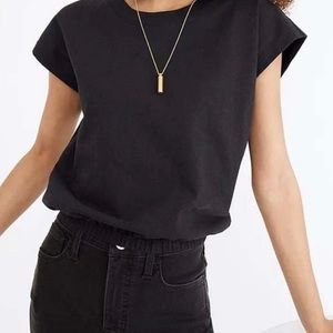 NWT Madewell True Black Banded Cap Sleeve Muscle Tee
